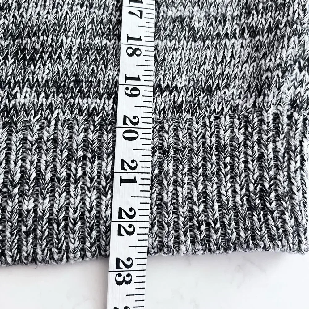 Kate Spade Black White Space Dye Heathered Knit Short Sleeve Crewneck Sweater S